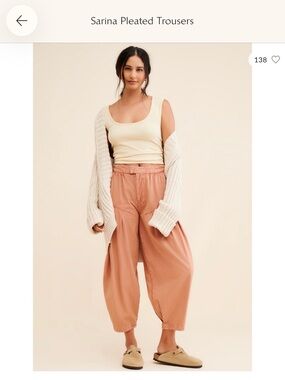 Free People Sarina Wide-Leg Pleated Pants in Dusty Rose